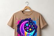 Neon Crescent Moon Stars Art, a Shirt Mockup by Vector Stall (Thumbnail 2 of 14)