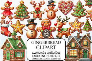 Watercolor Gingerbread Clipart, an Illustration by Libby Wishes