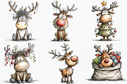 Quirky Funny Christmas Reindeer, an Illustration by Canvas Craft (Thumbnail 3 of 7)