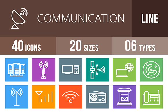 40 Communication Multicolor Icons preview 4