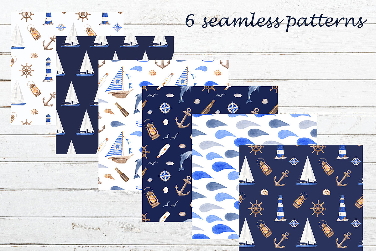 Nautical Set. Watercolor., a Texture Illustration by Marina Ermakova (Photo 4 of 7)