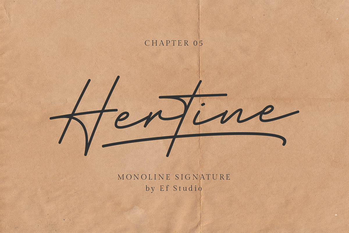 Hertine - Monoline Signature, a Script Font by Ef Studio (Photo 1 of 8)