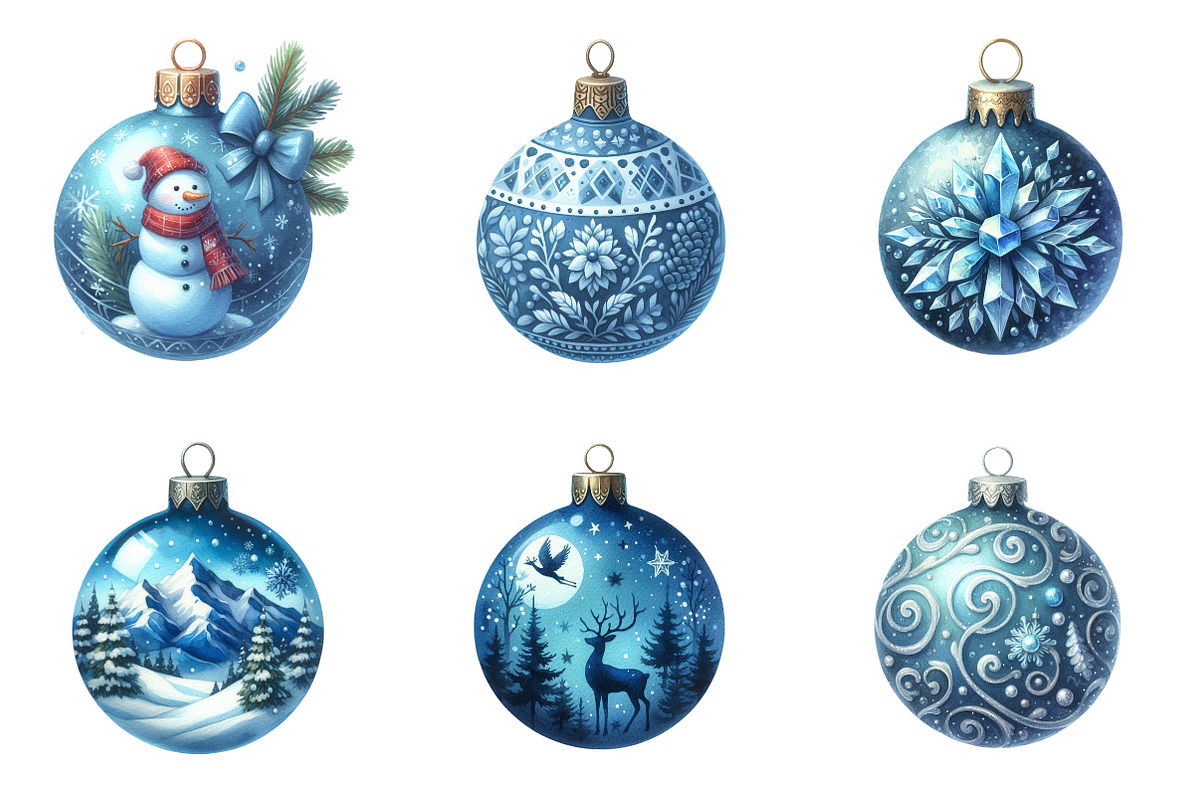 Blue Christmas Balls Clipart Bundle, an Illustration by SinaCreation (Photo 2 of 7)