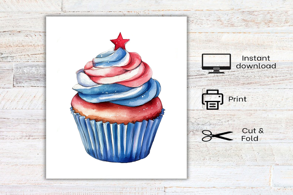 Watercolor Labor Day Cake Clipart, an Illustration by Canvas Craft (Photo 8 of 8)