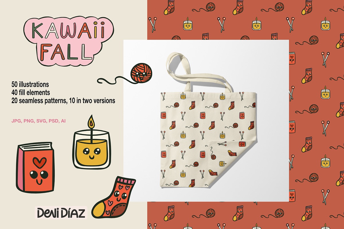 Kawaii Fall Pack - Illustrations, a Seasonal Illustration by DeniDiaz (Photo 2 of 9)