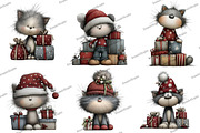Funny Christmas Cat Clipart, an Illustration by DreamArtGraphic (Thumbnail 1 of 5)