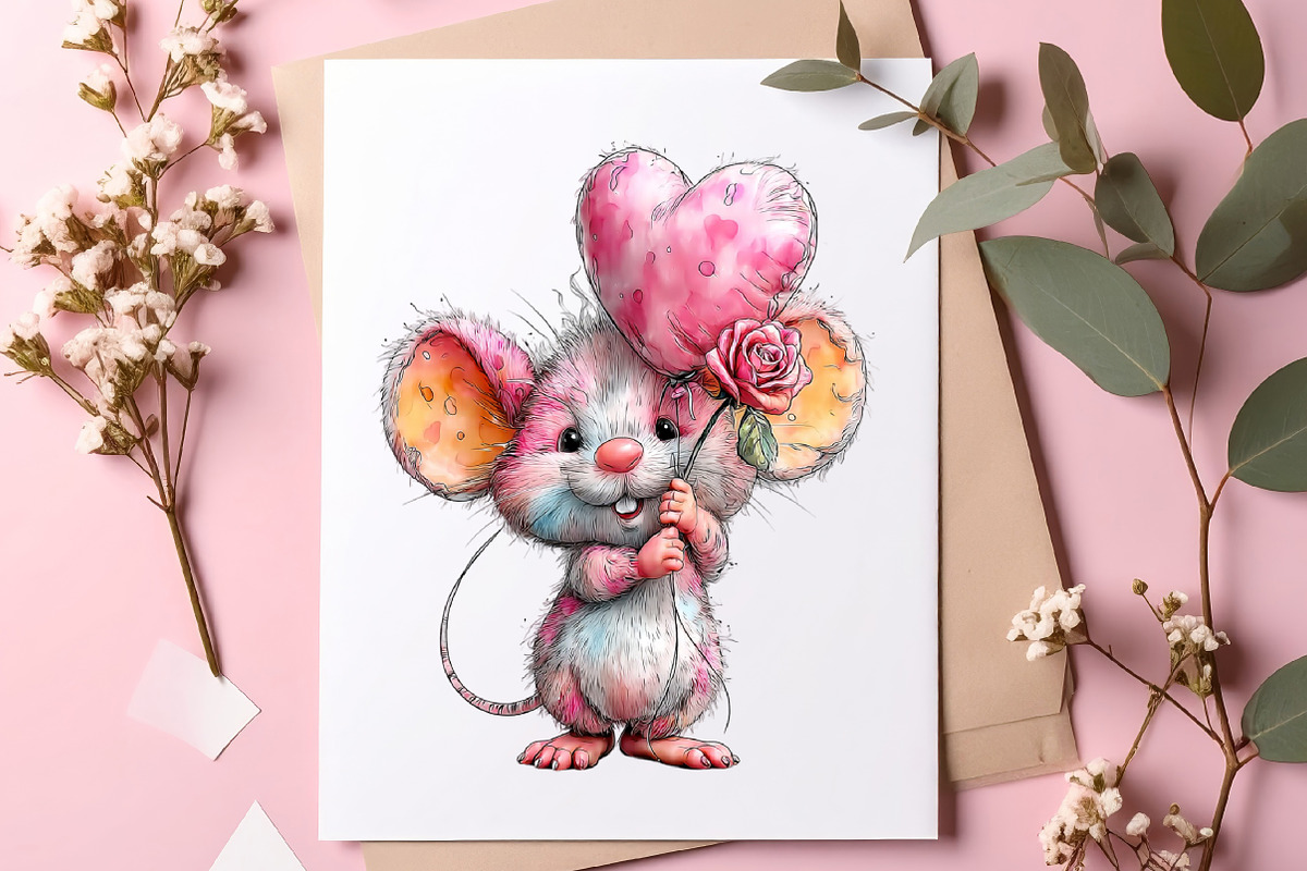 Watercolor Valentine Animals Clipart, an Illustration by SinaCreation (Photo 7 of 11)