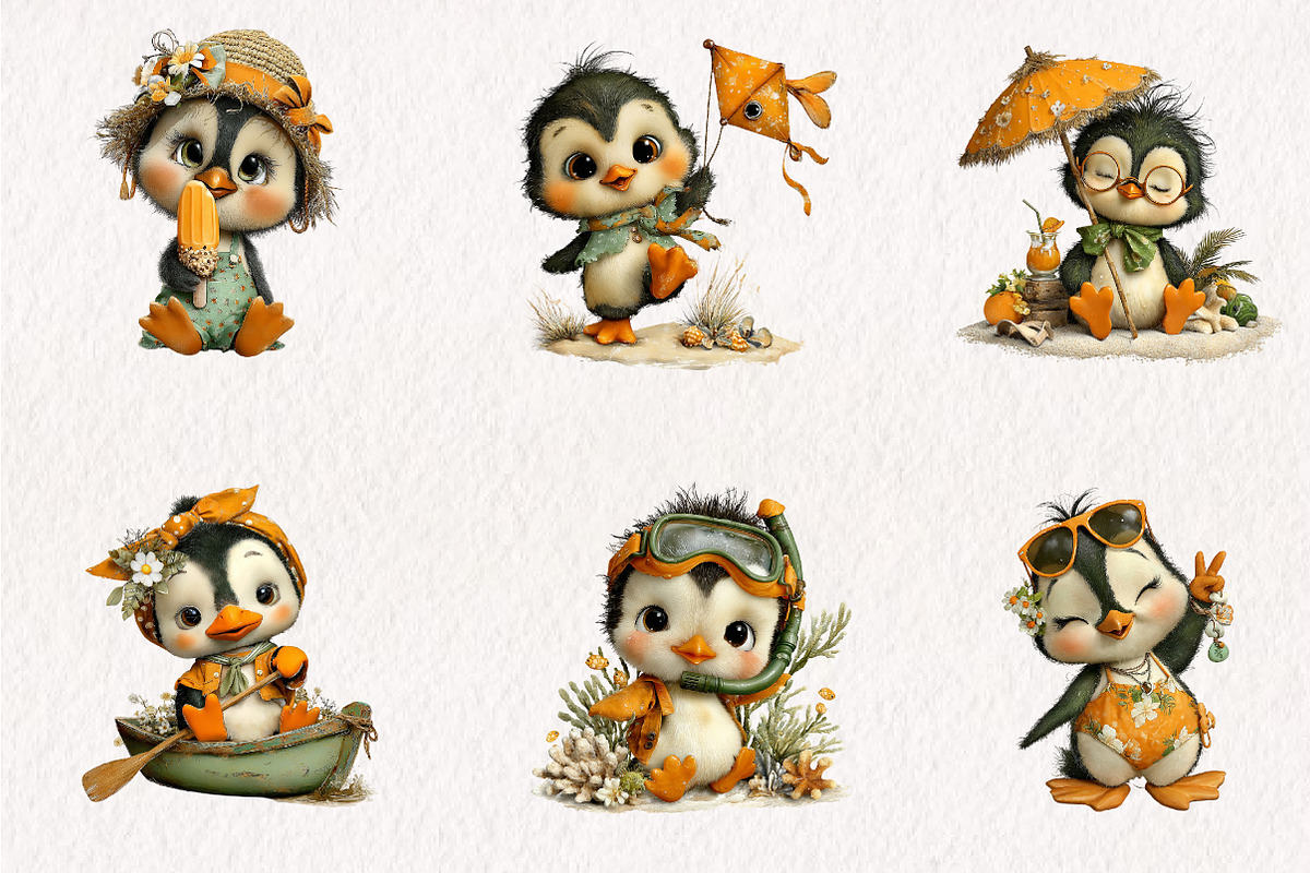 Whimsical Summer Penguin Clipart PNG, an Illustration by CreationArt (Photo 7 of 7)