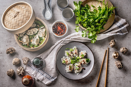 Asian food. Homemade dumplings, a Food & Drink Photo by VICUSCHKA