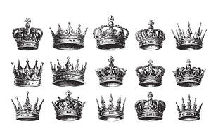Sketch crowns set. Royal king queen, an Object Illustration by Stock-Smart-Start