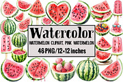 Watermelon Clipart, Pink Watermelon, an Illustration by Design Market (Thumbnail 1 of 4)