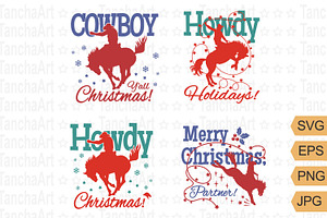 Western Christmas Bundle Cowboy SVG, a Seasonal Illustration by TanchaArt