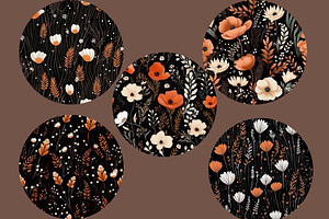 Black Floral Rustic Terracotta