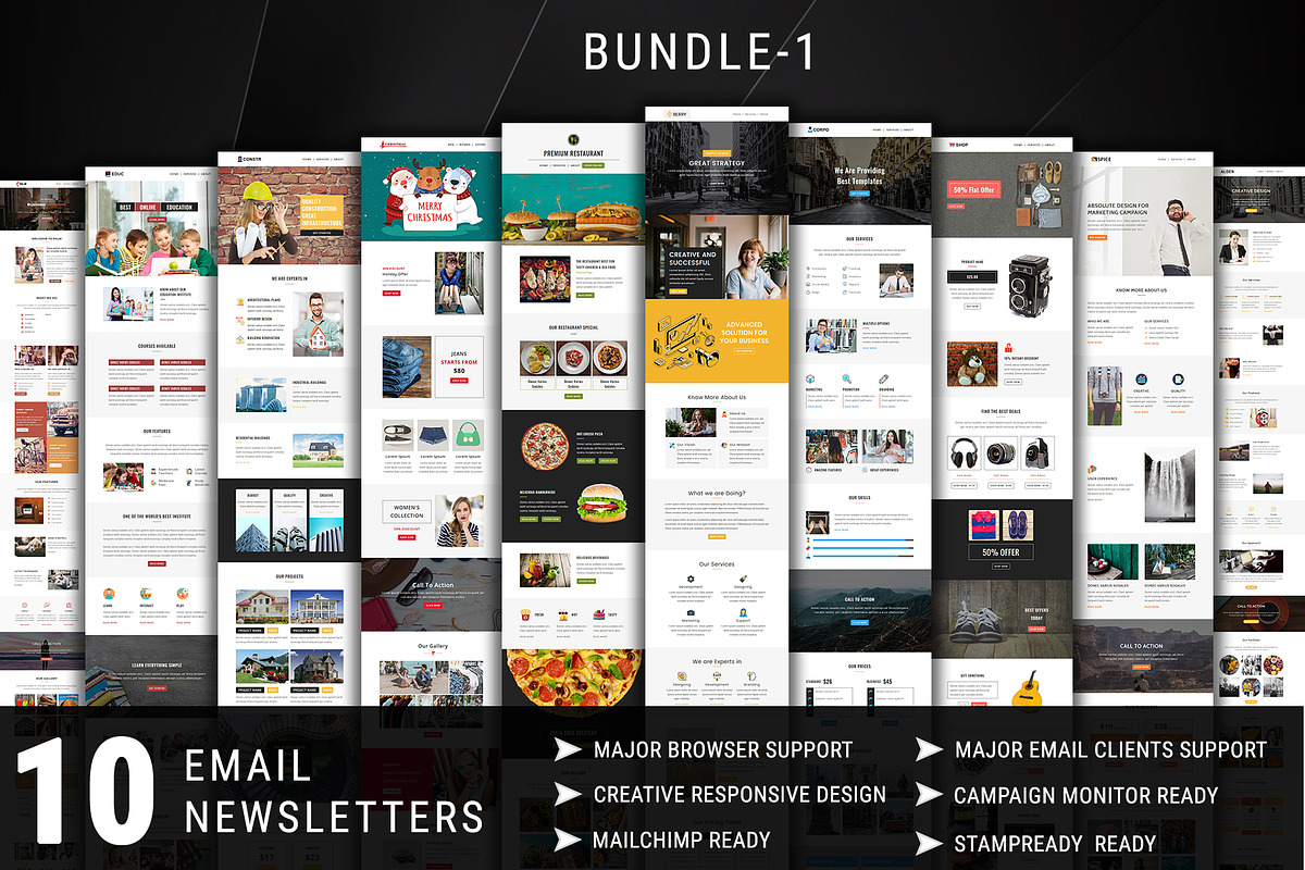 10 Email Newsletters Bundle, an Email Template by FourDinos (Photo 1 of 3)