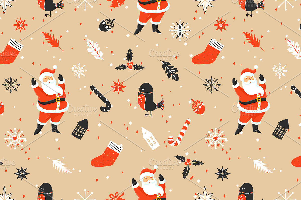 Colorful Retro Christmas Patterns, a Pattern Graphic by tomuato (Photo 4 of 7)