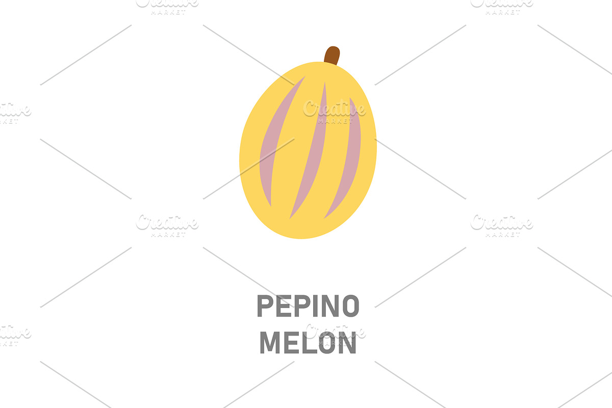 Pepino melon, tropical fruit. Yellow, a Food Illustration by GraphiShop