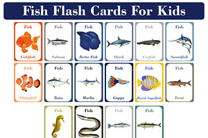 Printable Fish Learning Cards, a Card Template by DigitalsDesigns
