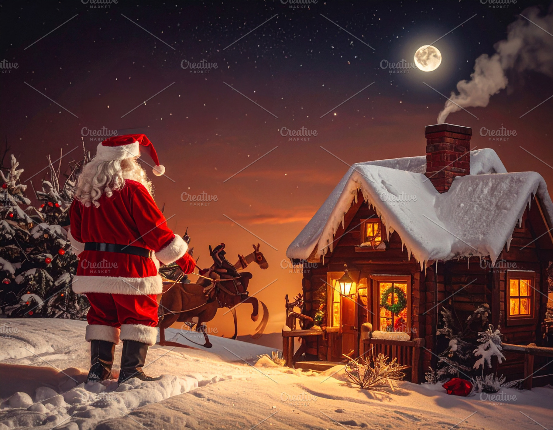 Santa Claus arriving at a home, a Holiday Photo by DanFLCreativo