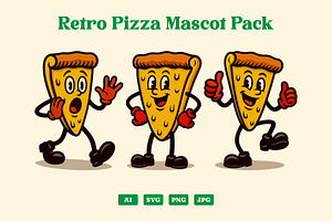 Retro Pizza Mascot Pack – Vol. 1