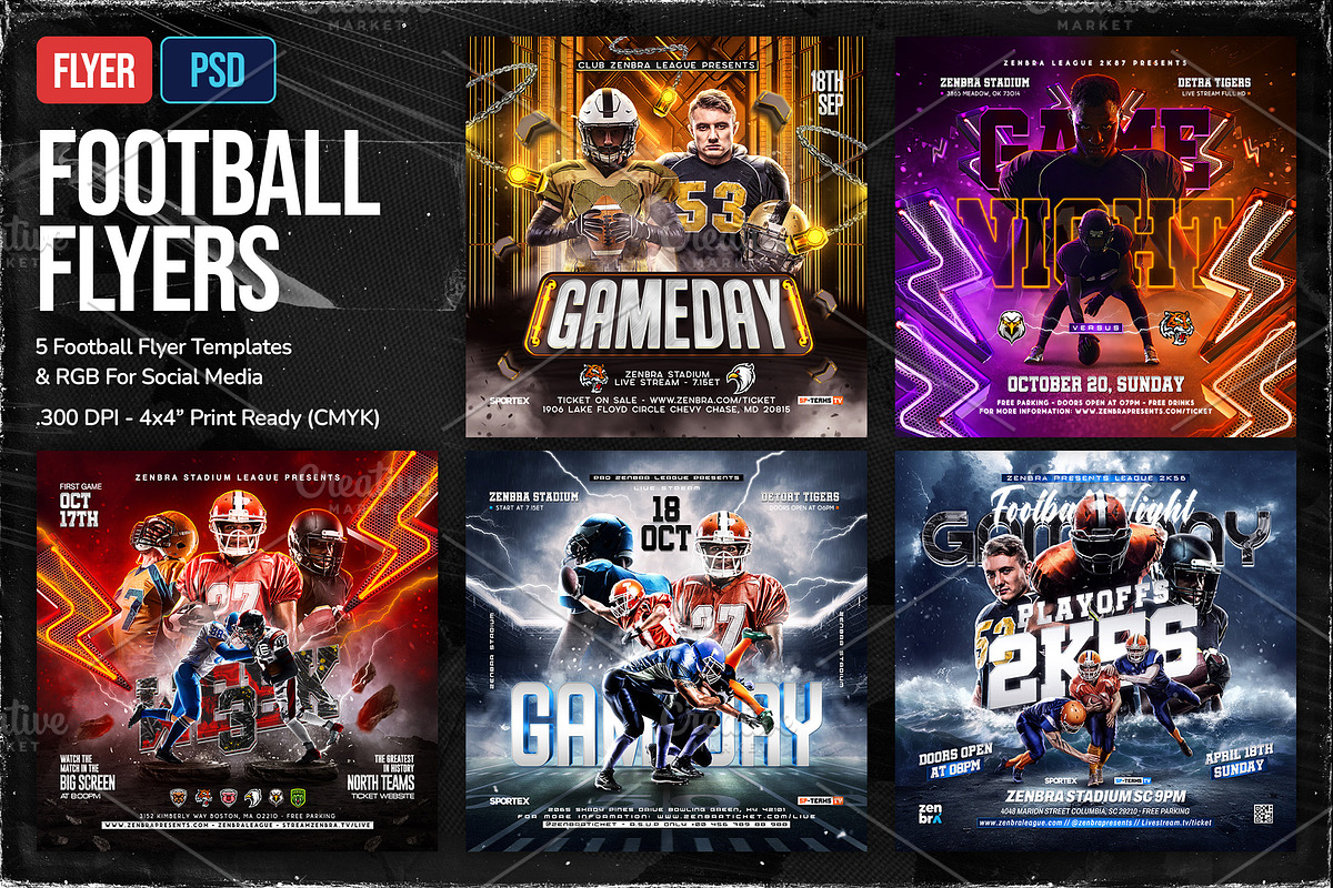 5 Football Flyer Templates, a Flyer Template by OnurDemircan (Photo 1 of 6)