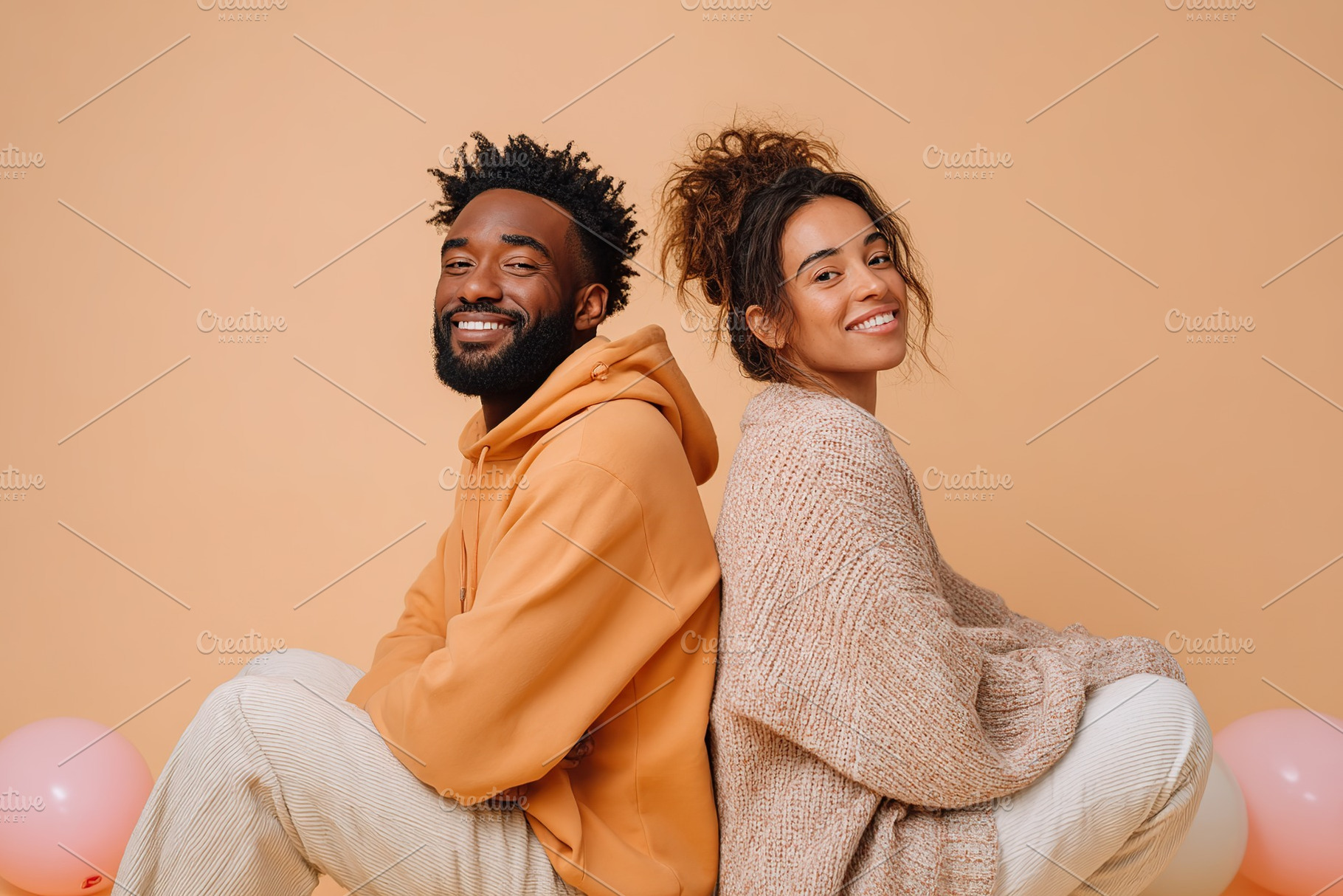 Couple enjoying a playful moment together in a warm, cozy setting with colorful, a Photo by AlyaAnd