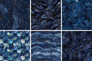 Navy Shimmers Seamless Patterns