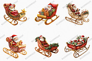 Christmas Santa Claus Sleigh Clipart, an Illustration by designcity5 (Thumbnail 2 of 5)