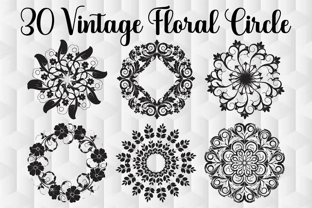 Vintage Floral Circle Designs, an Object Graphic by Designer_Momina (Photo 1 of 9)