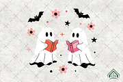 Halloween Ghost Reading Books PNG, an Illustration by Craft Nest (Thumbnail 1 of 6)