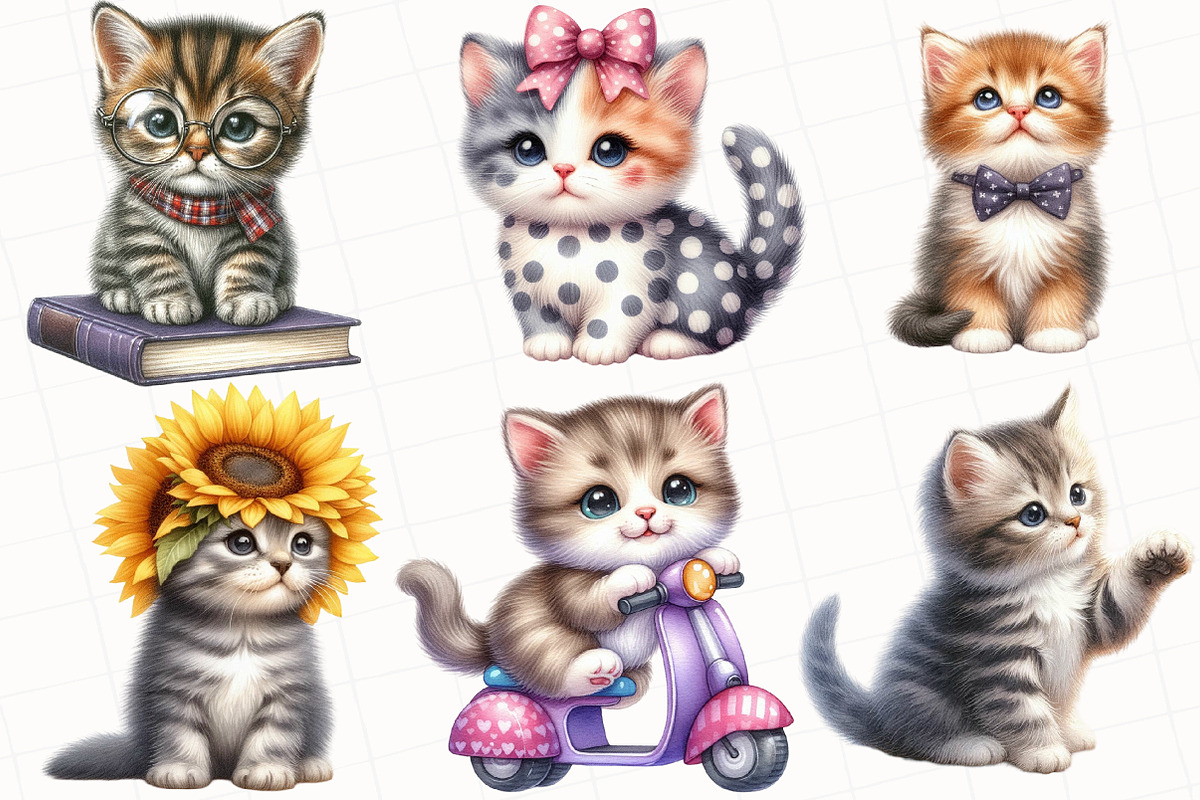 Cute Cat Sublimation Clipart, an Illustration by OK Design (Photo 5 of 5)