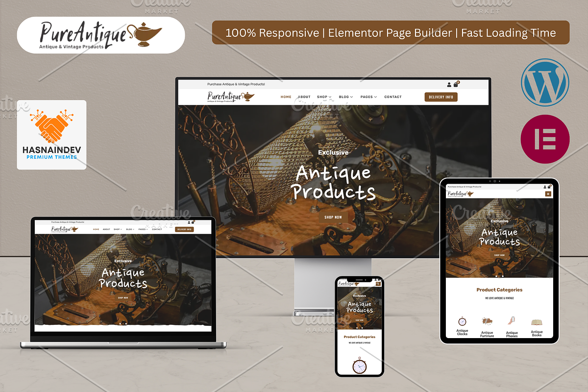 Antique & Art Gallery Template, a WordPress Template by HasnainDEV (Photo 1 of 6)
