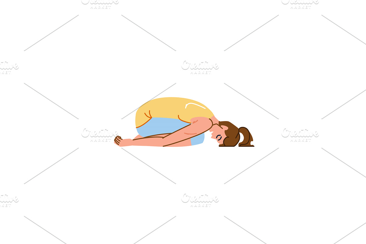 Young woman practicing child's pose, a Person Illustration by pikepicture