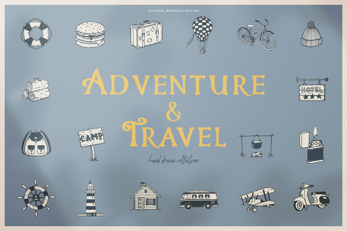 100 Hand Drawn Elements -Adventure-, an Animal Illustration by Michael Rayback Design (Photo 1 of 5)