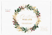 Gold Leaves Greenery Wreath & Frame, a Decorative Illustration by WalaPalette (Thumbnail 1 of 5)