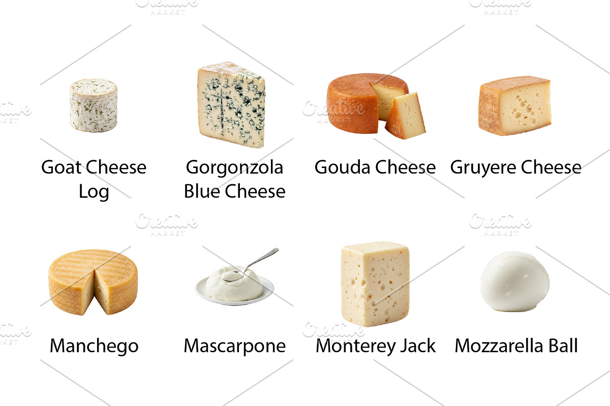 Gourmet Cheese & Dairy PNG Assets, a Food Illustration by Nurlan's shop (Photo 2 of 4)