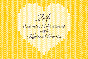 24 Knitted Hearts Seamless Patterns