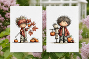 Whimsical Fall Little Boy Clipart, a Seasonal Illustration by Canvas Craft (Thumbnail 8 of 10)