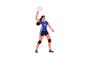 Female volleyball player in action w, an Illustration by designvectx
