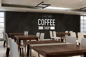 Restaurant Scenes Wall Logo Mockup