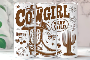 Howdy Cowgirl Flag 20oz Tumbler Wrap