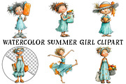 Watercolor Summer Girl Clipart, an Illustration by OK Design (Thumbnail 3 of 6)