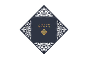 Vector wedding card laser cut template. Vintage decorative elements