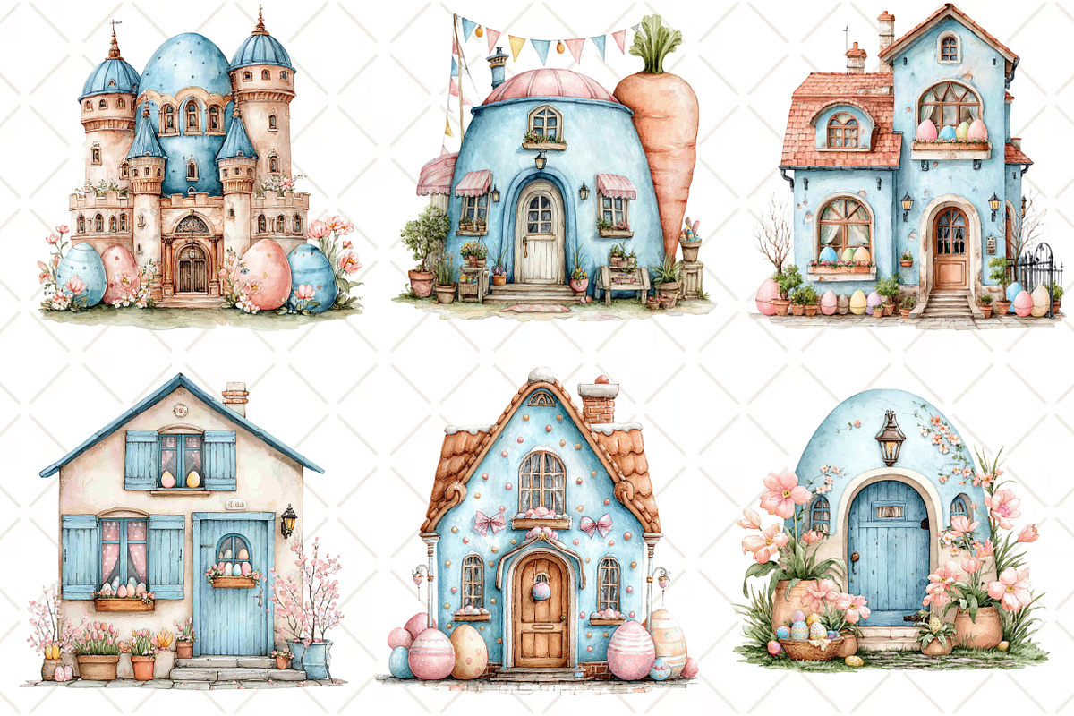Whimsical Easter House Clipart, an Illustration by Black Bird Studio (Photo 6 of 6)