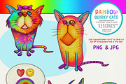 Rainbow Quirky Cat Illustrations PNG, an Animal Illustration by SLS Lines (Thumbnail 9 of 9)