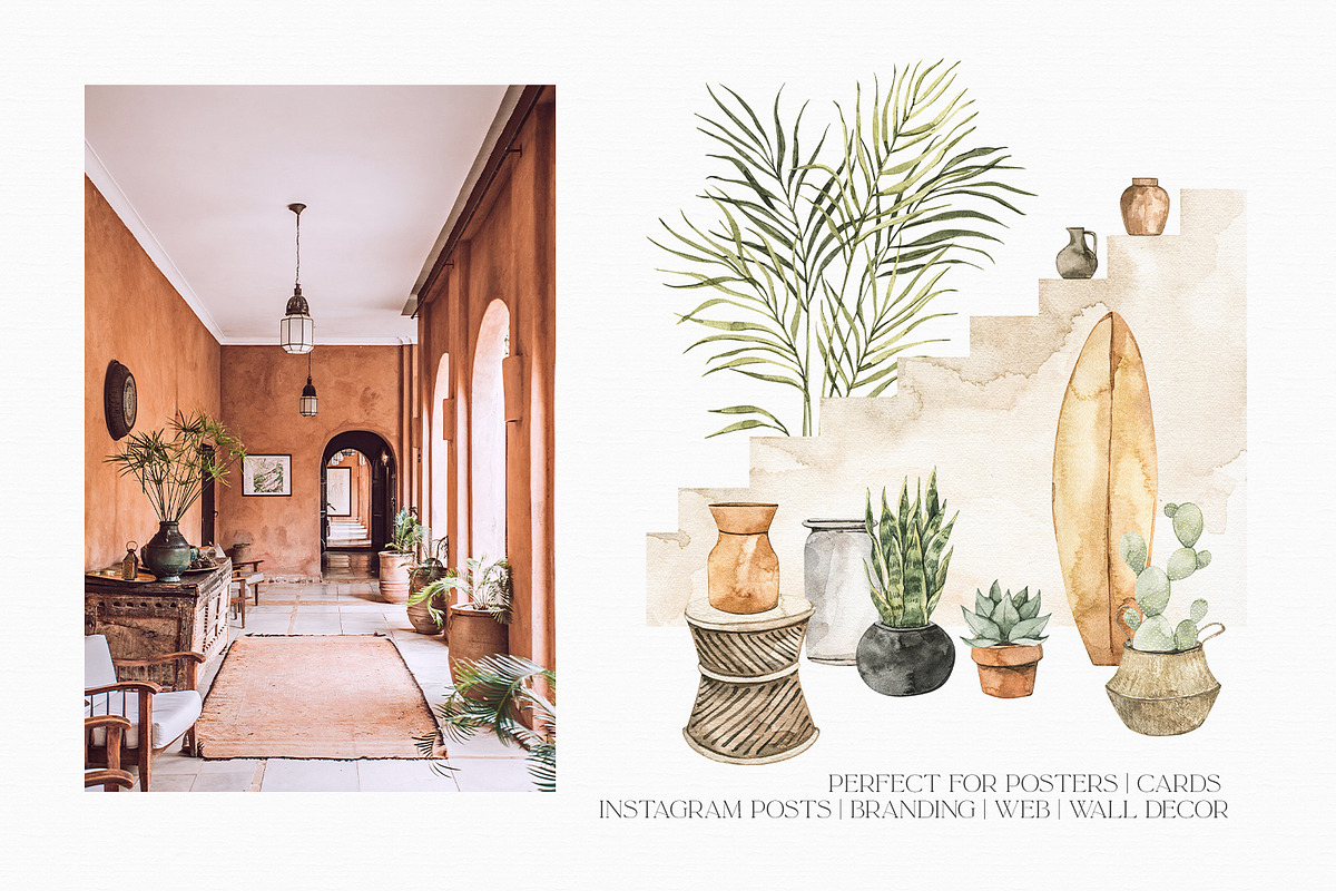 Watercolor Interior, decor & plants, a Decorative Illustration by Kate Macate (Photo 8 of 10)