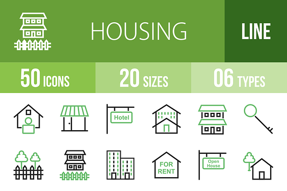 50 Housing Green Black Icons