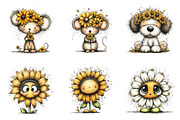 Whimsical safari sunflower clipart, an Illustration by SinaCreation (Thumbnail 4 of 11)
