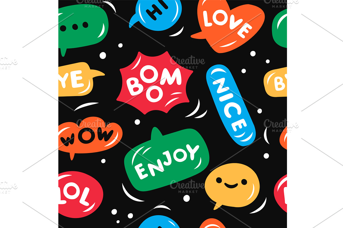 Speech bubbles words seamless, a Texture Illustration by YummyBuum