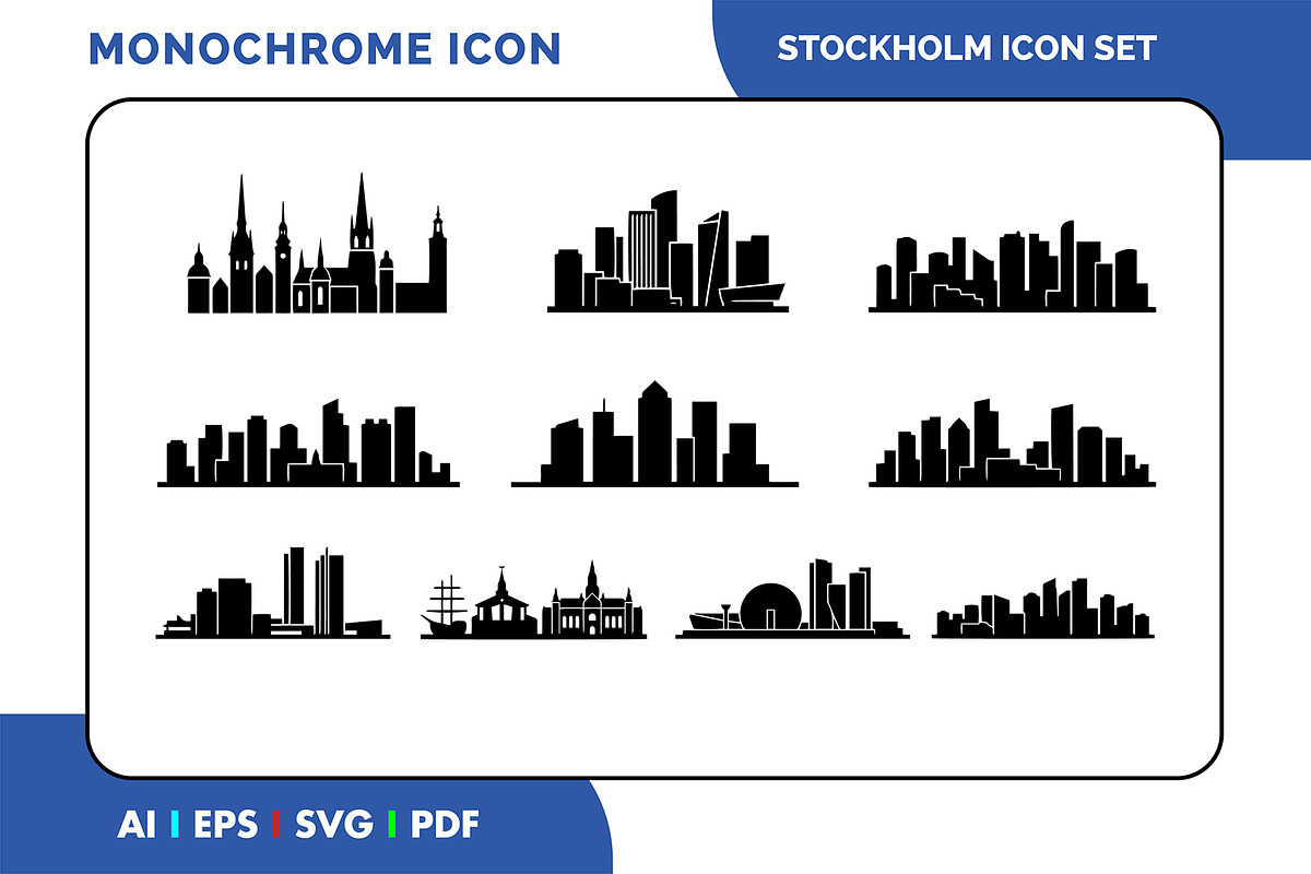 Stockholm Skyline Icon Set, a Solid Icon by Fontmine Studio (Photo 1 of 3)