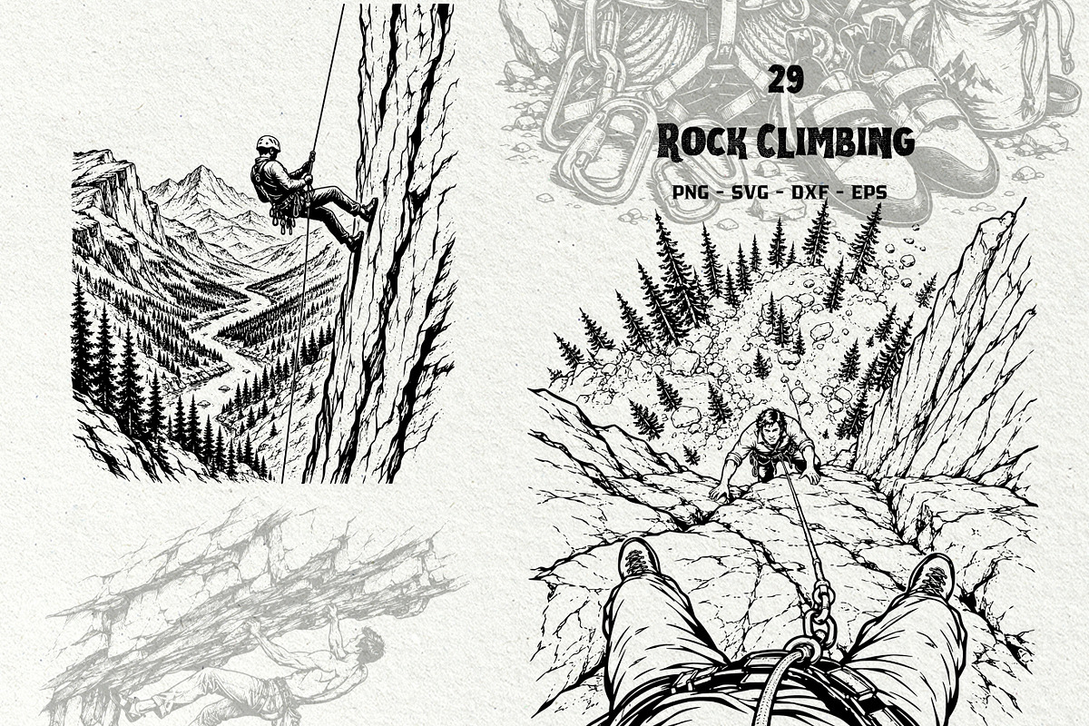 Rock Climbing Adventure Graphics, a Sport Illustration by DENIDigitalArtSudio (Photo 1 of 9)